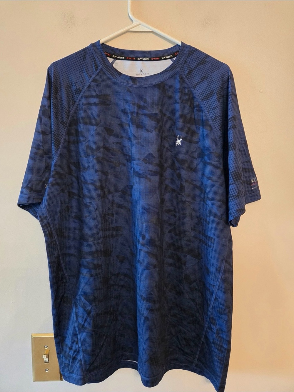 Spyder Rash Guard Shirt Mens Large Navy Blue Swim Surf UPF 30+ Quick Dry Tee